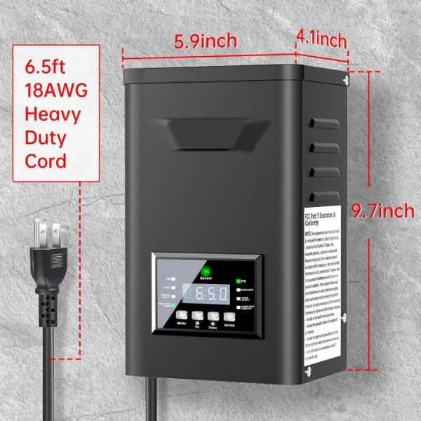 400W Low Voltage Landscape Transformer, Outdoor Weatherproof Transformer with Timer and Photocell Sensor, Landscape Lighting Transformer 120V AC to 12/14V AC for Spotlight Pathway Lights 