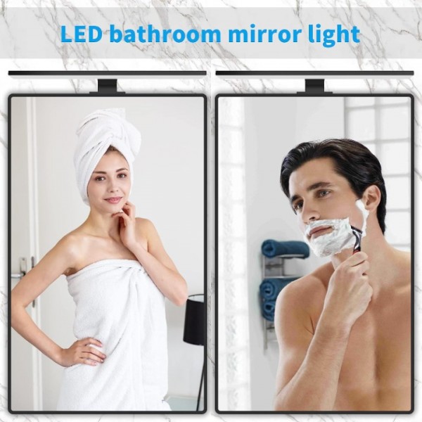 Aogled LED Mirror Light, 40 cm, 10 W, 4000 K, Bathroom Lamp, Wall Lighting, 230 V, Neutral White, 820 lm, IP44 Waterproof, Class II, Black [Energy Class D]