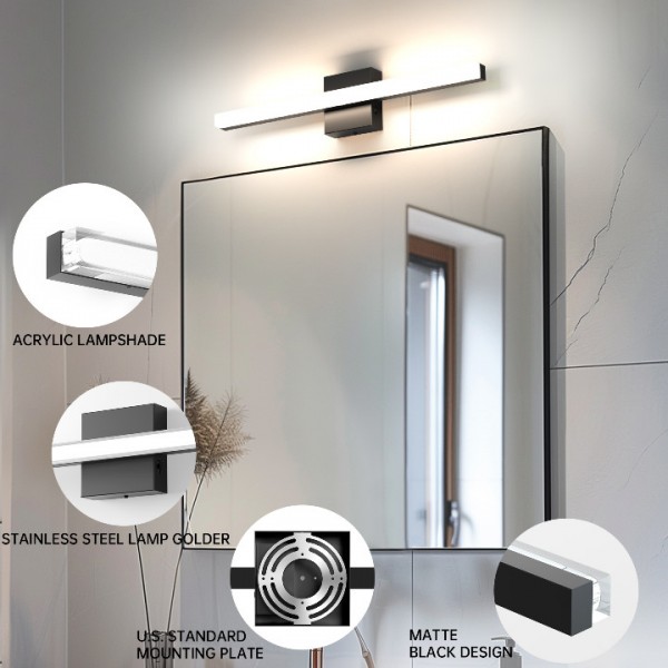 Aogled LED Bathroom Vanity Lighting 23.6 Inch Dimmable,Vanity Light 2000 Lumen Bright for Bathroom Cabinet Mirror