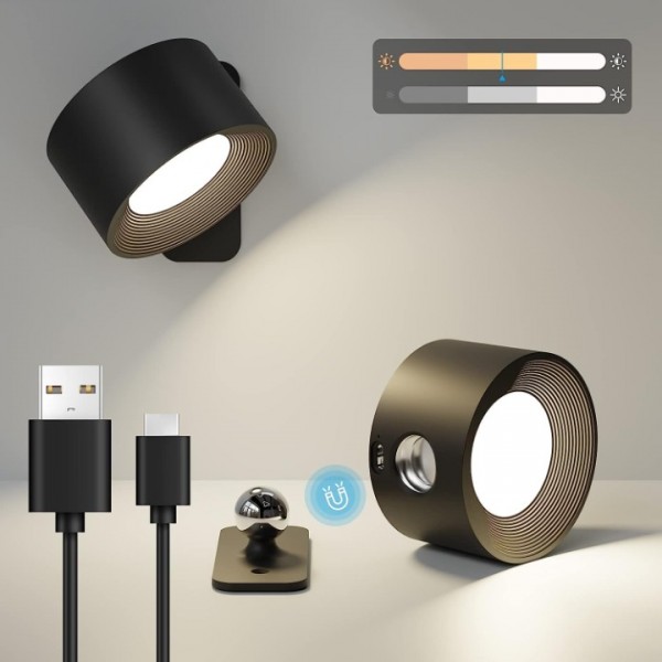 Aogled LED Wall Light USB Indoor Wall Lamp with Ba...