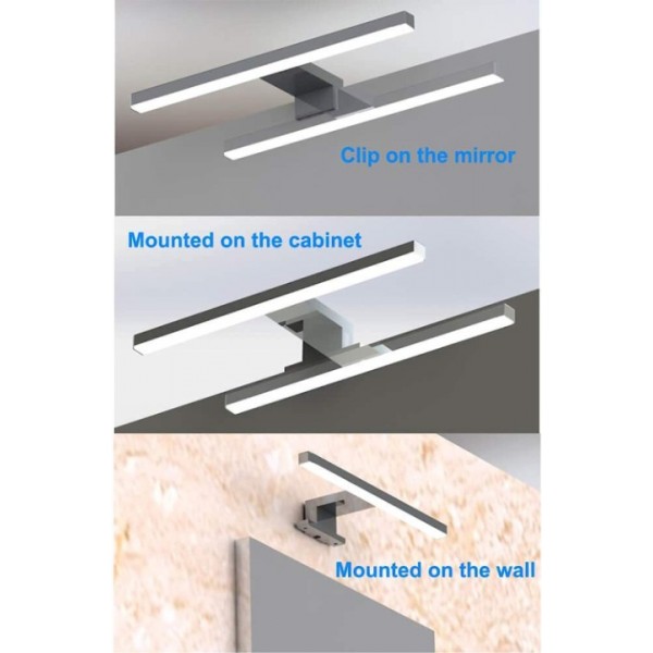 Aogled LED Mirror Light Bathroom 230 V Neutral White 4000 K Stainless Steel 3-in-1 IP44 Waterproof Class II Mirror Lamp Bathroom No Flickering Non-Dimmable Bathroom Wall Light, 60cm