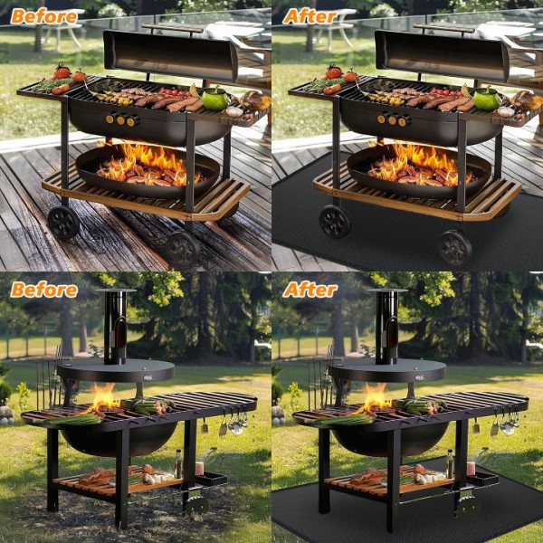 Aogled Grill Mats for Outdoor Grill 48x70 inches, Double-Sided Fireproof Grill Pad, Under Grill Mat for Outdoor Grill for Charcoal Grills, Gas Grills