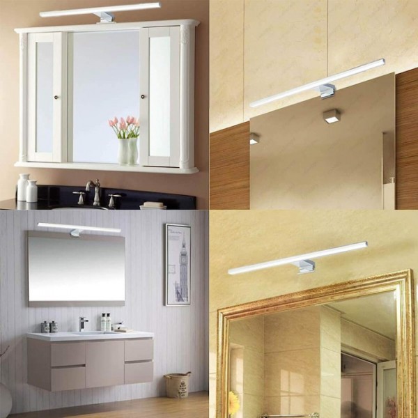 Aogled LED Mirror Light Bathroom 230 V Neutral White 4000 K Stainless Steel 3-in-1 IP44 Waterproof Class II Mirror Lamp Bathroom No Flickering Non-Dimmable Bathroom Wall Light, 60cm