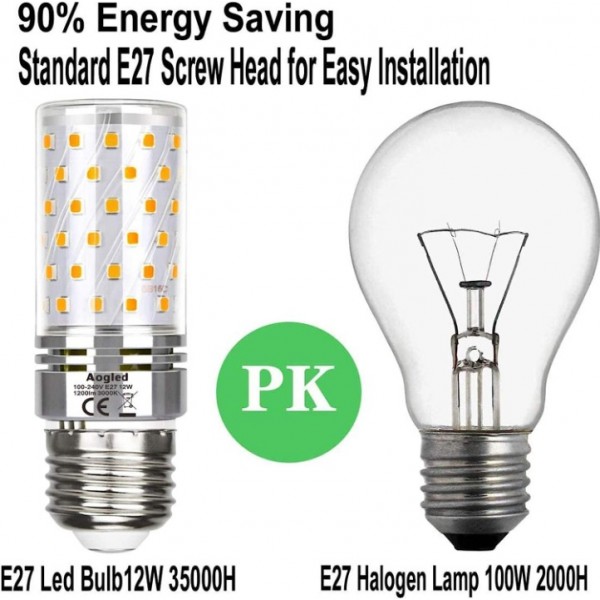 Aogled LED Light Bulb 12 W,Corn Lamp 1200 LM, Equivalent to 100 W Halogen Bulb,Warm White 3000 K