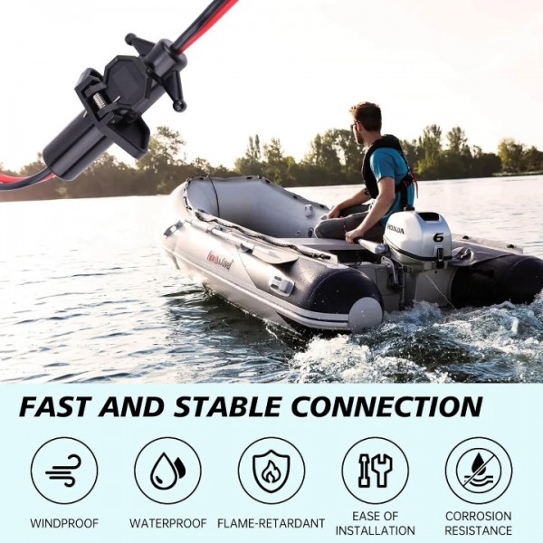 Aogled Trolling Motor Plug,12V 8 Gauge 2 Wire Trolling Motor Plug and Receptacle Compatible with Marine Boat Kayak, Waterproof Male Female Trolling Motor Wire Kit Connector Quick Connect Socket 