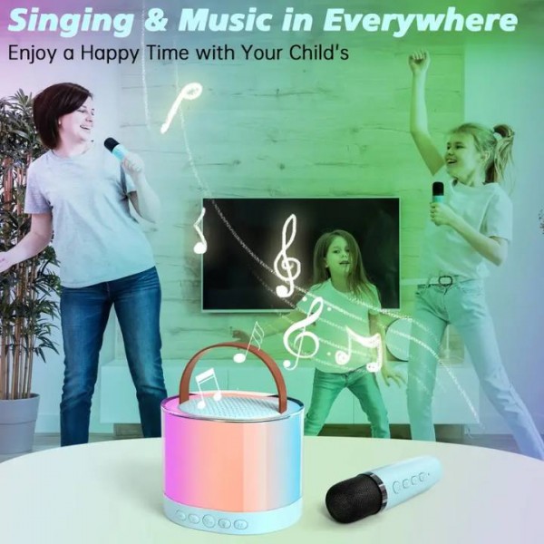 Aogled Mini Karaoke Machine,Portable Bluetooth Speaker for Birthday Party Beige color