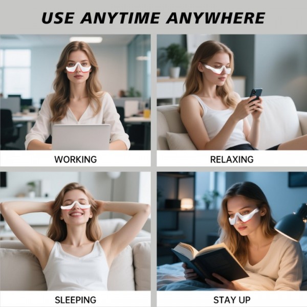 Under-Eye Red Light Therapy Device,Red Light Therapy Glasses Microcurrent Eye Massager Red Light Eye Mask for Eye Bags Dark Circles Puffiness Wrinkles Fine Lines
