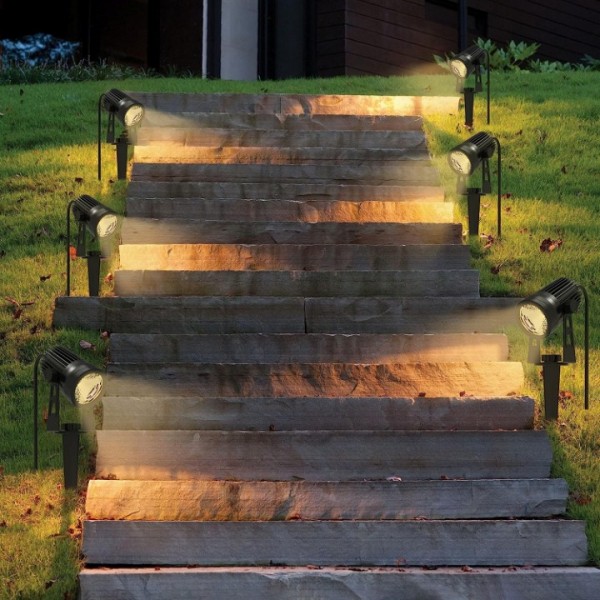 Aogled Garden Lighting LED Garden Light Warm White IP65 Waterproof, 6 x 3 W 1800 lm COB Outdoor, 3000 K Garden Spotlight with Ground Spike, Decorative Garden Lamp Lighting for Outdoor Garden Lawn