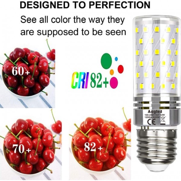 E14 LED bulbs 12 W, Aogled E14 LED 3000 K / 6000 K, equivalent to 100 W Brine, 1200 lm corn on the cob LED candelabra, not dimmable, no flickering, AC 100 - 240 V