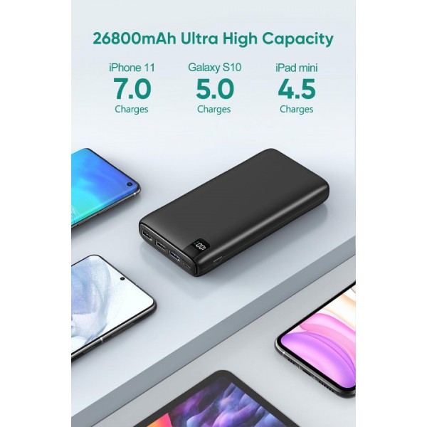 Aogled Power Bank 26800mAh,22.5W Fast Charging Portable Phone Charger PD3.0 QC4.0 Extermal Battery Pack with 4 Outputs for Smartphones Tablets