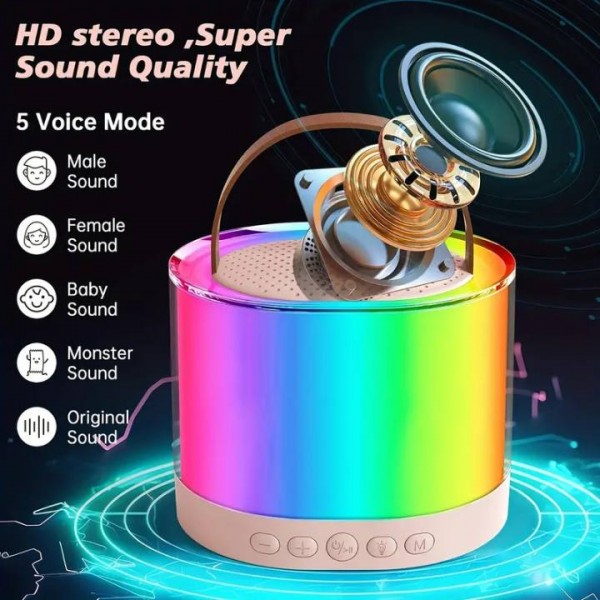 Aogled Mini Karaoke Machine,Portable Bluetooth Speaker for Birthday Party Beige color