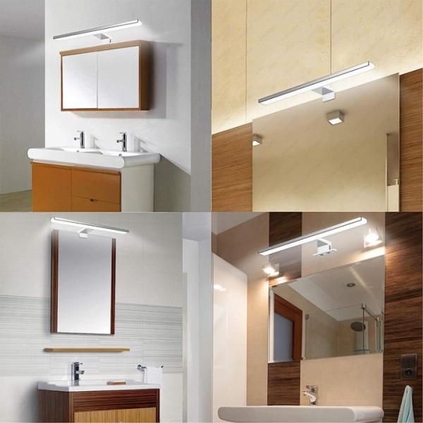 Aogled LED Mirror Light Bathroom 230 V Neutral White 4000 K Stainless Steel 3-in-1 IP44 Waterproof Class II Mirror Lamp Bathroom No Flickering Non-Dimmable Bathroom Wall Light