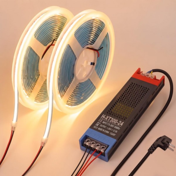 COB LED Streifen 20m Warmweiß 2700K, 24V Punktloses LED Lichtband, CRI 93+ Flexibler LED Strip, Zuschneidbar für Schlafzimmer, Küche und Wohnzimmer